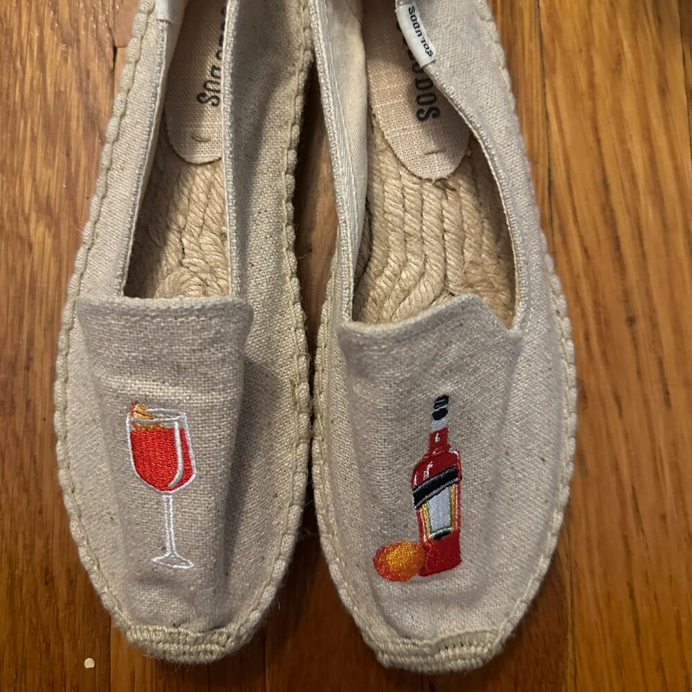Soludos Aperol Spritz Platform Smoking Slipper Espadrilles Size 8